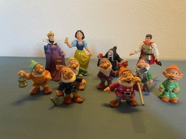 Set Bullyland, Sneeuwwitje, 7 dwergen, Prins, Queen en heks, Verzamelen, Disney, Zo goed als nieuw, Beeldje of Figuurtje, Sneeuwwitje of Doornroosje