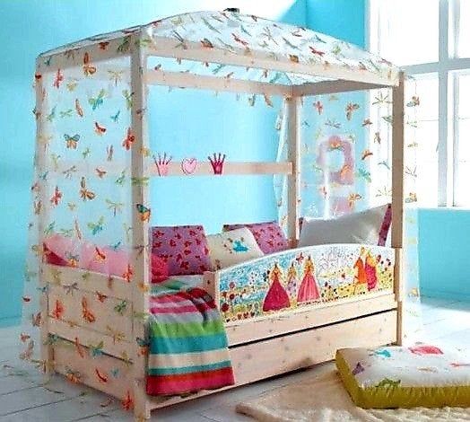 Lifetime Hemel (vlinders klamboe), bedlade, uitvalbeschermer, Ophalen, 85 tot 100 cm, Gebruikt, Matras