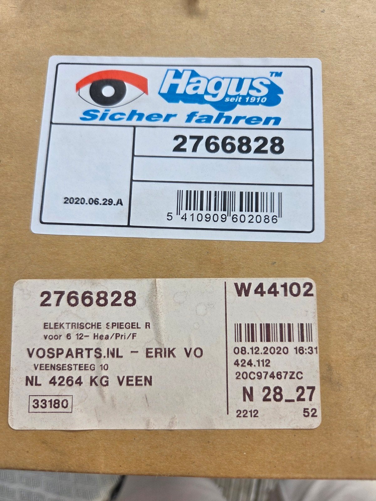 Hagus elektrische spiegel rechts 2766828, Ophalen of Verzenden, Nieuw, Mazda