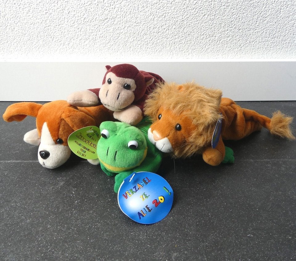 HappyTails knuffels dierenknuffels leeuw hond kikker aap, Kinderen en Baby's, Speelgoed | Knuffels en Pluche, Ophalen of Verzenden