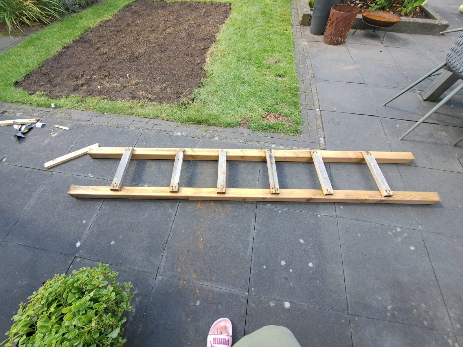 Houten ladder, zelfgemaakt, 2 tot 4 meter, Ophalen, Gebruikt, 4 meter of meer
