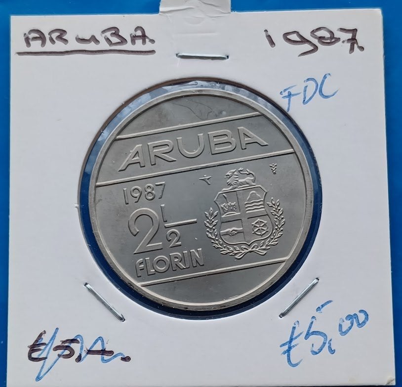 Aruba 2½ Florin 1987 - Beatrix FDC, Verzenden, Koningin Beatrix, 2½ gulden, Losse munt