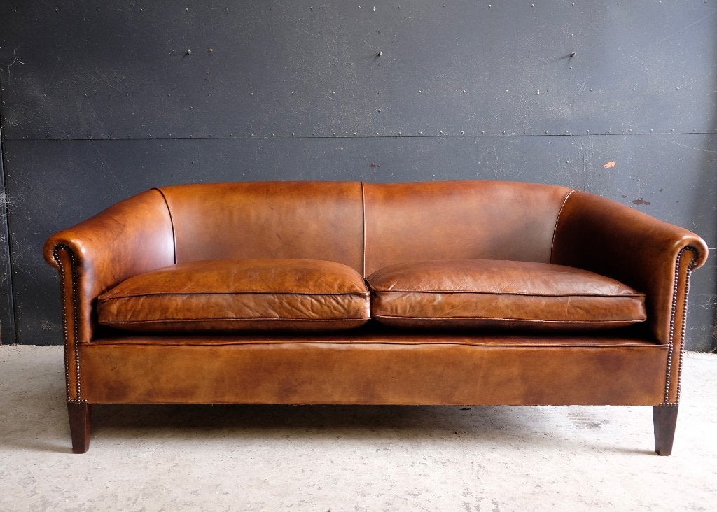 leren Designbank, Ophalen, Modern Engels Industrieel Design Landelijk Klassiek, Driepersoons, Zo goed als nieuw