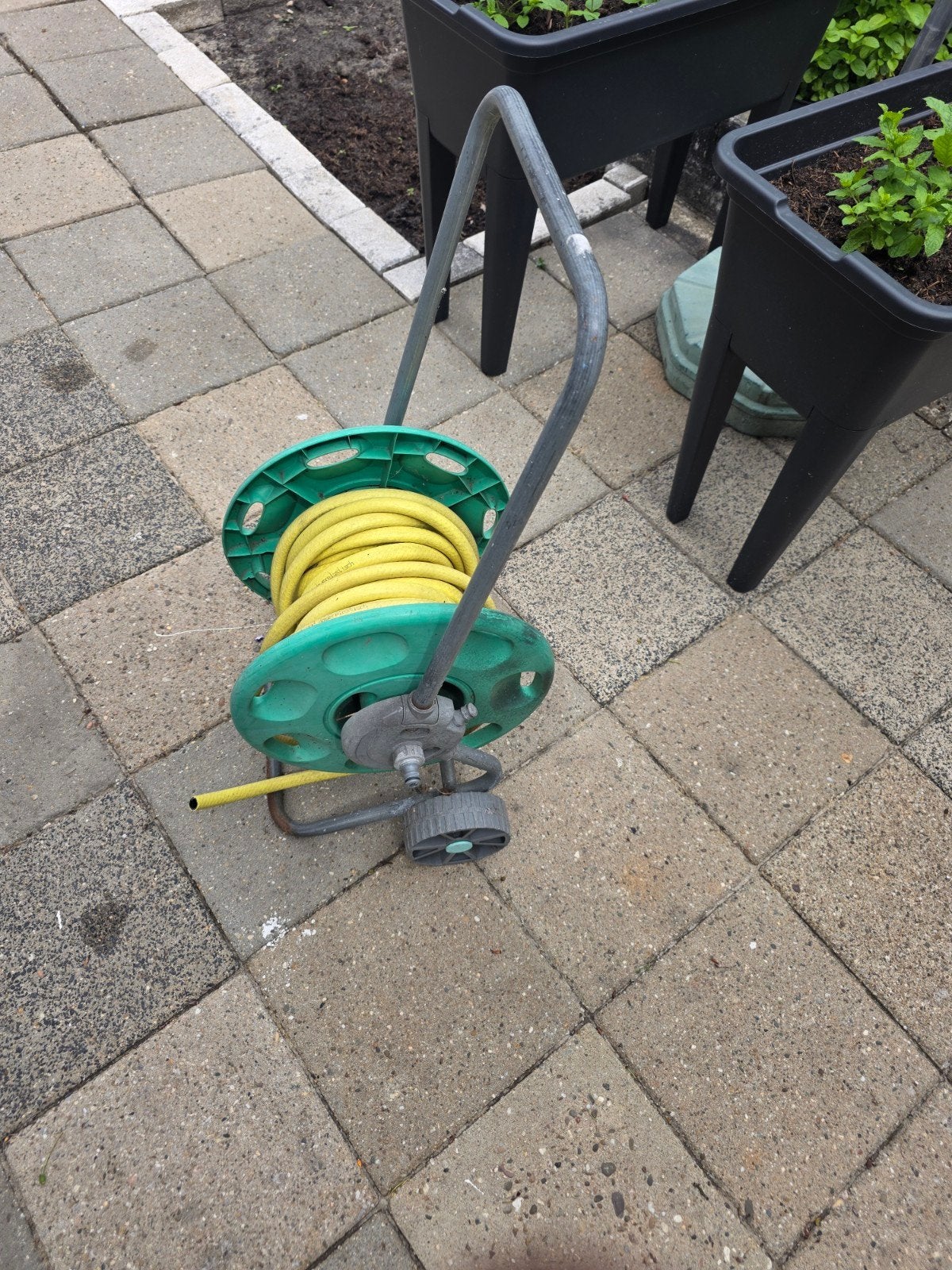 Tuinslanghaspel met slang - Gebruikt, Ophalen of Verzenden, Gebruikt, Tuinslang