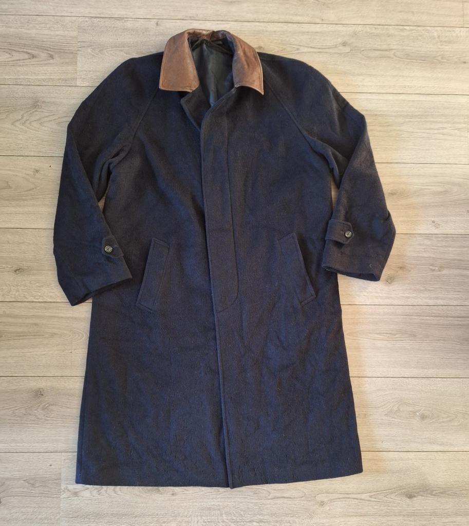 Emilio sandrini loden mantel wol leer XL, Kleding | Heren, Jassen | Winter, Blauw, Maat 56/58 (XL), Ophalen of Verzenden, Zo goed als nieuw