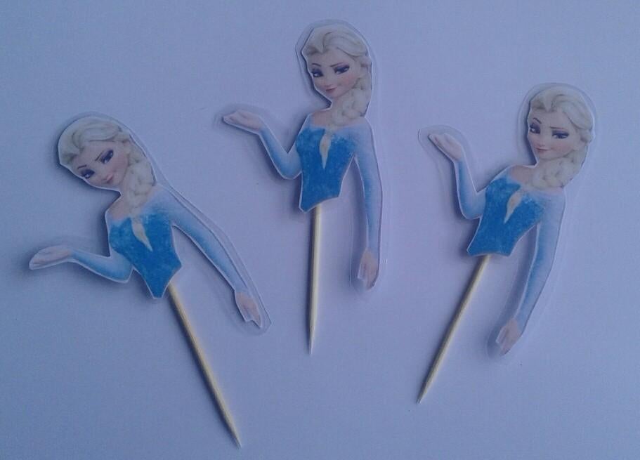 Set van 10 Elsa cupcake traktatie prikkers, Ophalen of Verzenden, Nieuw, Versiering, Verjaardag