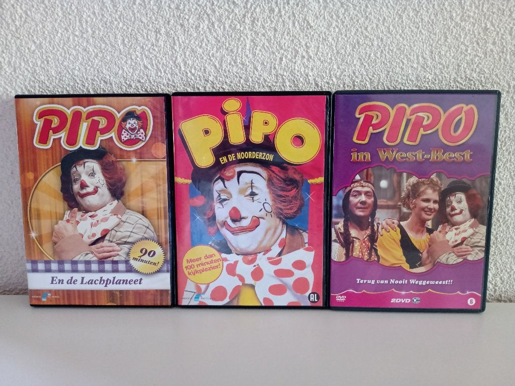 3 DVD'S van PIPO de CLOWN, Vanaf 6 jaar, Ophalen of Verzenden, Gebruikt, Overige genres