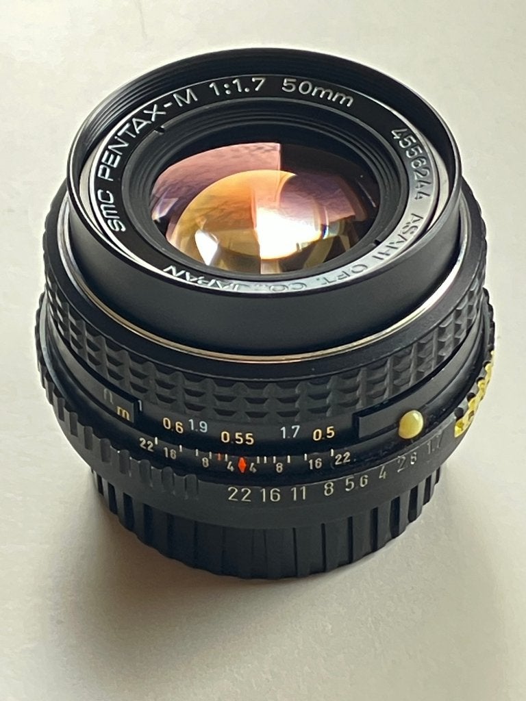 Asahi Pentax lens, 50mm, 1:1.7, SMC Pentax-M, puntgaaf, Ophalen of Verzenden, Zo goed als nieuw, Spiegelreflex, Pentax