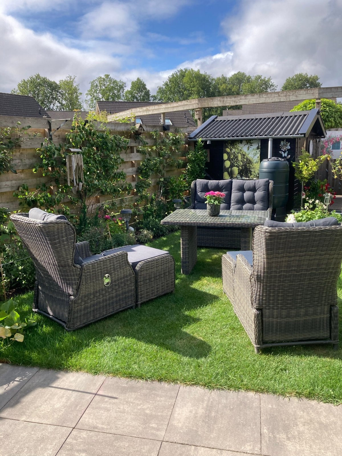 Zo goed als nieuwe complete tuinset, Ophalen, 4 zitplaatsen, Zo goed als nieuw, Wicker