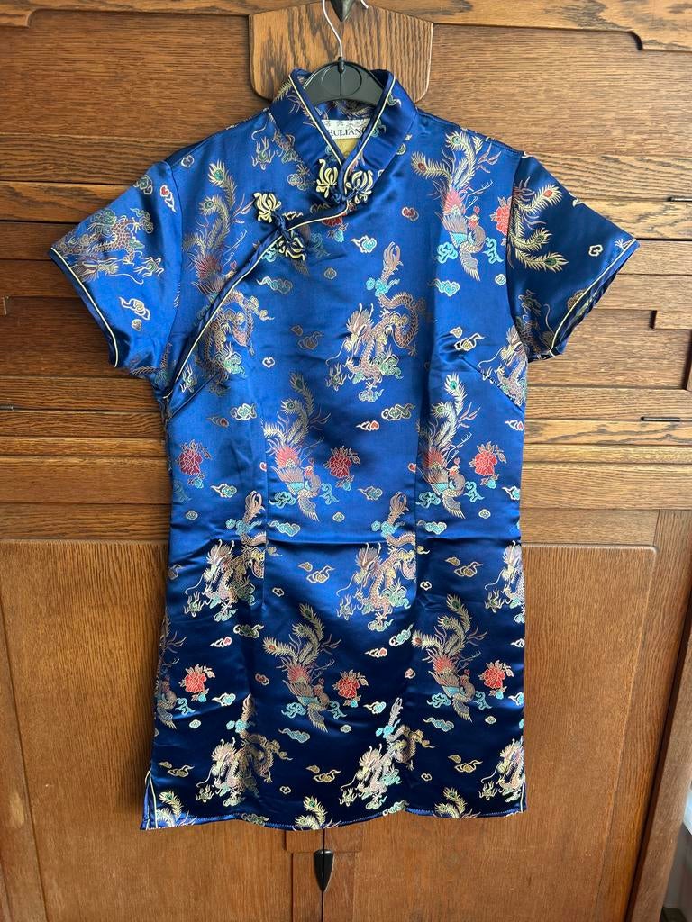 Mooie jurk met drakenprint - Maat 36/38, Kleding | Dames, Blauw, Ophalen of Verzenden, Zo goed als nieuw, Maat 36 (S)