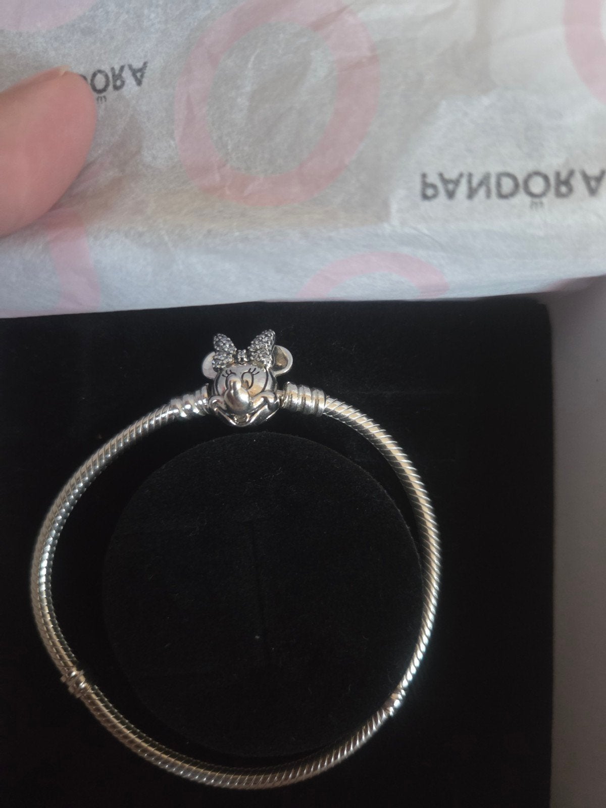 Pandora Disney Minnie Mouse bedelarmband 17 cm, Ophalen of Verzenden, Zo goed als nieuw, Zilver, Zilver