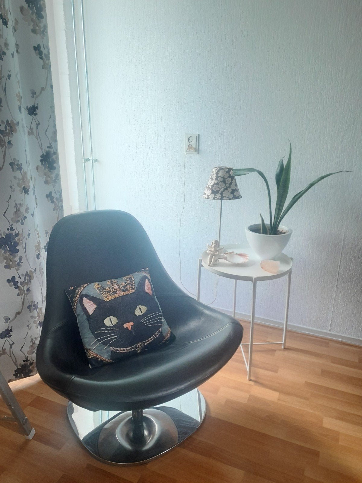 Vintage zwarte leer draaistoel set, Ophalen, Zwart, Vintage, Zo goed als nieuw