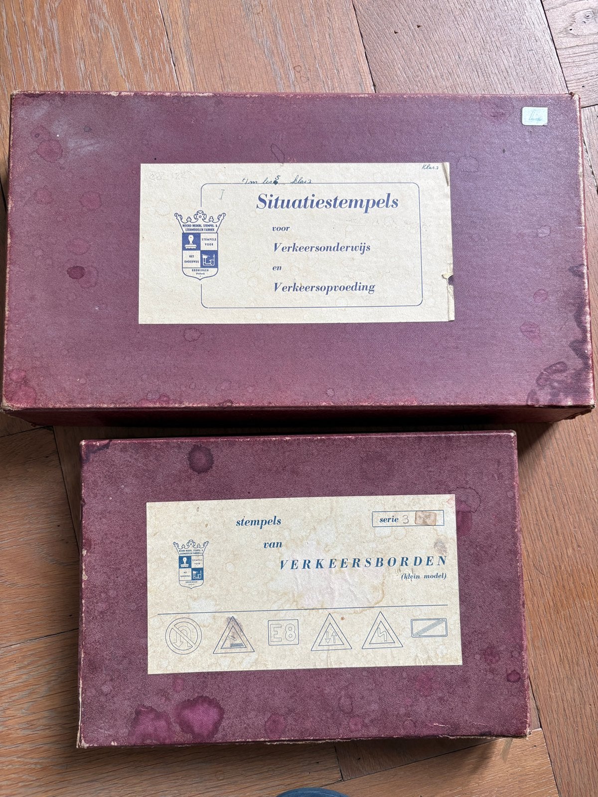 Schoolstempels Verkeersborden, Antiek en Kunst, Curiosa en Brocante, Ophalen of Verzenden