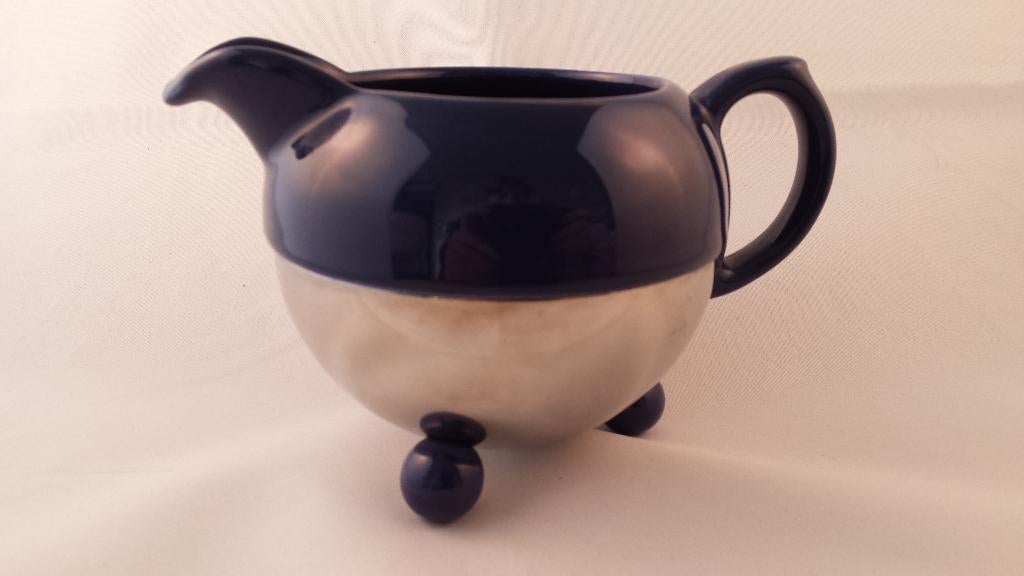 Bredemeijer Hilversum - melkkannetje blauw met zilver, Overige typen, Ophalen of Verzenden, Zo goed als nieuw, Overige stijlen