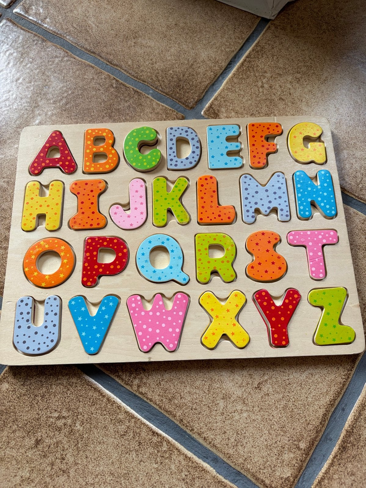 Houten alfabet puzzel - Educatief speelgoed, Ophalen of Verzenden, Gebruikt, Puzzelen
