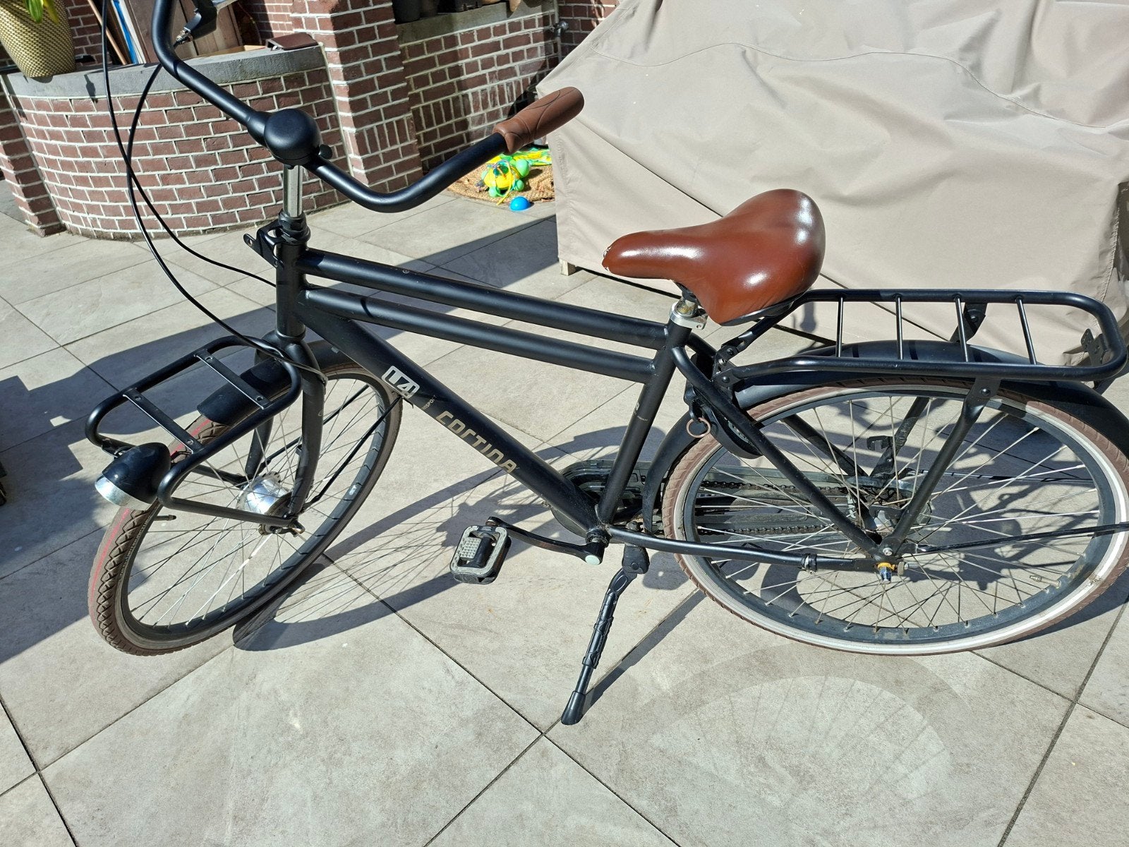 Cortina U4 Transportfiets Mat Zwart 26 inch, Overige merken, Gebruikt, Velgrem, Versnellingen