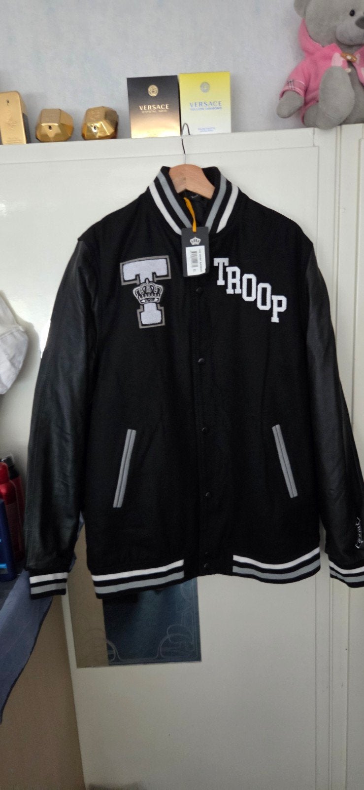 Nieuwe Troop Baseball Jack - Leer Mouwen - Maat XL, Zwart, Troop, Ophalen of Verzenden, Maat 56/58 (XL)