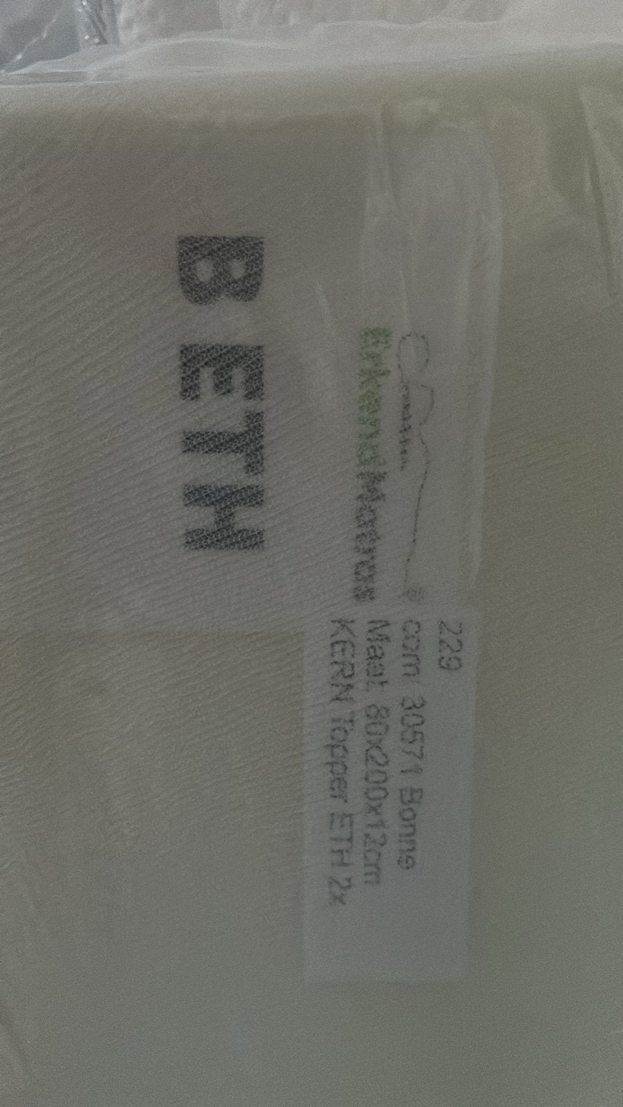 KERN Topper ETH 2x Matras 80x200x12cm, Ophalen, Eenpersoons, Nieuw, 80 cm