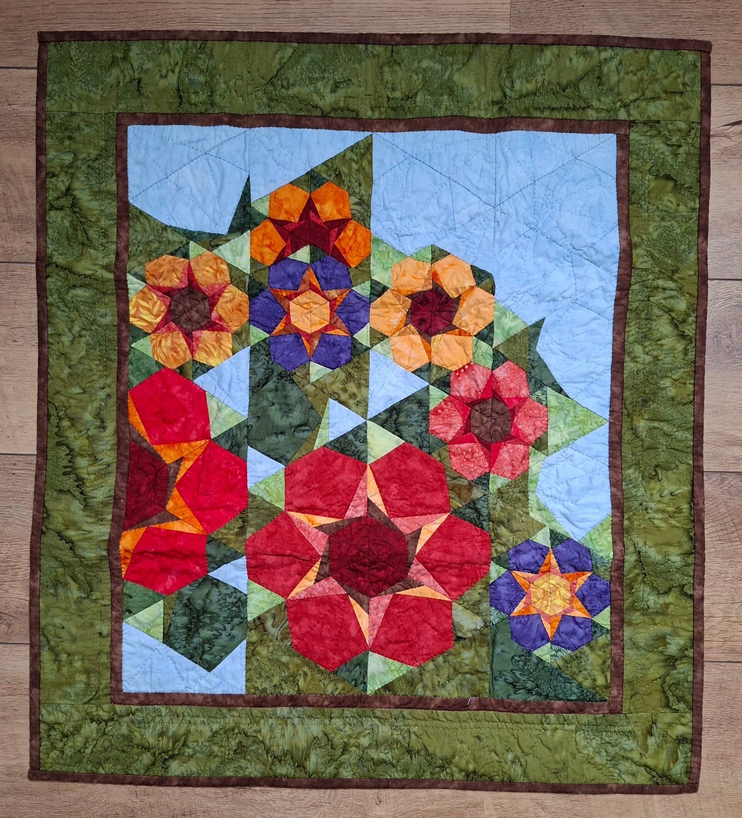 Handgemaakte Quilt met Bloemenpatroon, Ophalen of Verzenden, Zo goed als nieuw, Overige typen