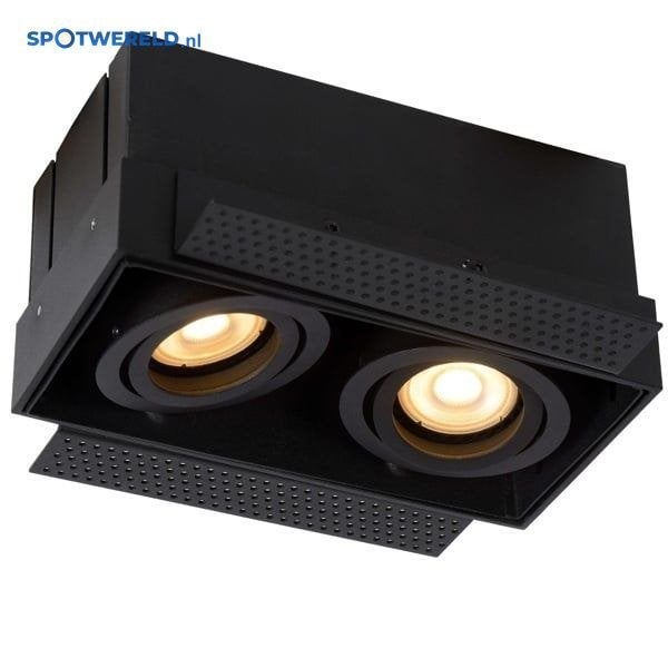 LED Inbouwspot Cardo Mat Zwart | 2x GU10 | Trimless, Verzenden, Dimbaar, GU10, Overige merken