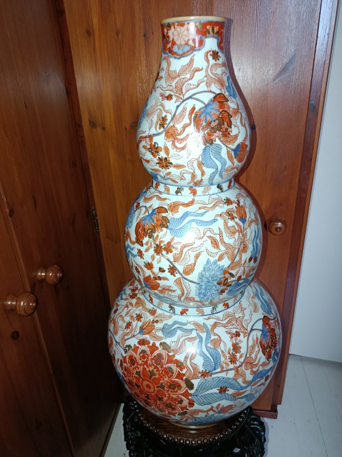 Prachtige Driedubbele Kalebas Imari Vaas Porselein 75 cm, Antiek en Kunst, Ophalen