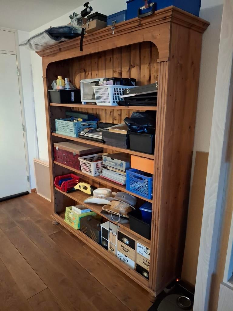 Zware grenen open kast met verstelbare planken, Ophalen, Met plank(en), Gebruikt, 100 tot 150 cm