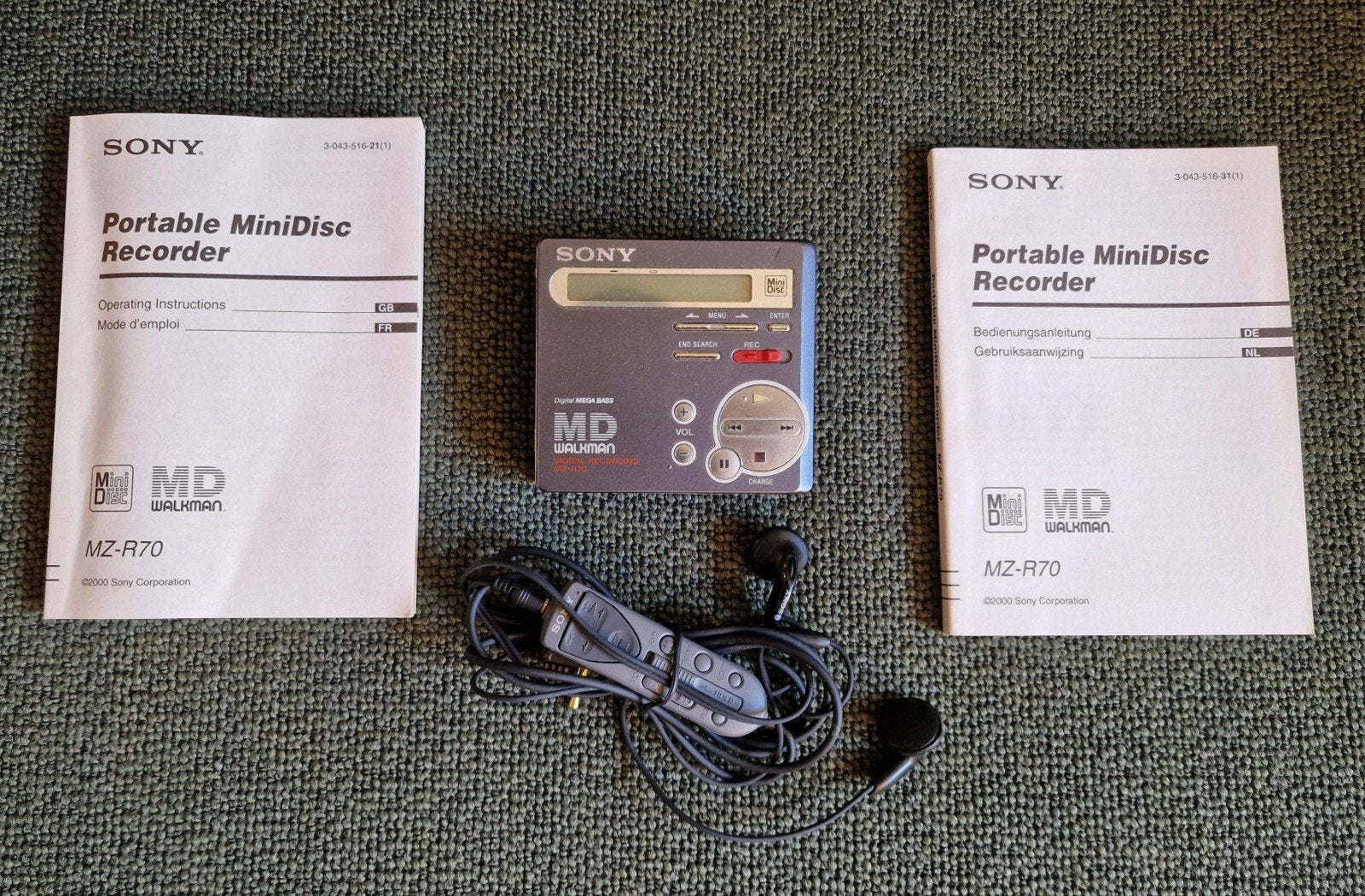 Sony MZ-R70 Portable MiniDisc Recorder met accessoires, Ophalen, Minidisc-recorder