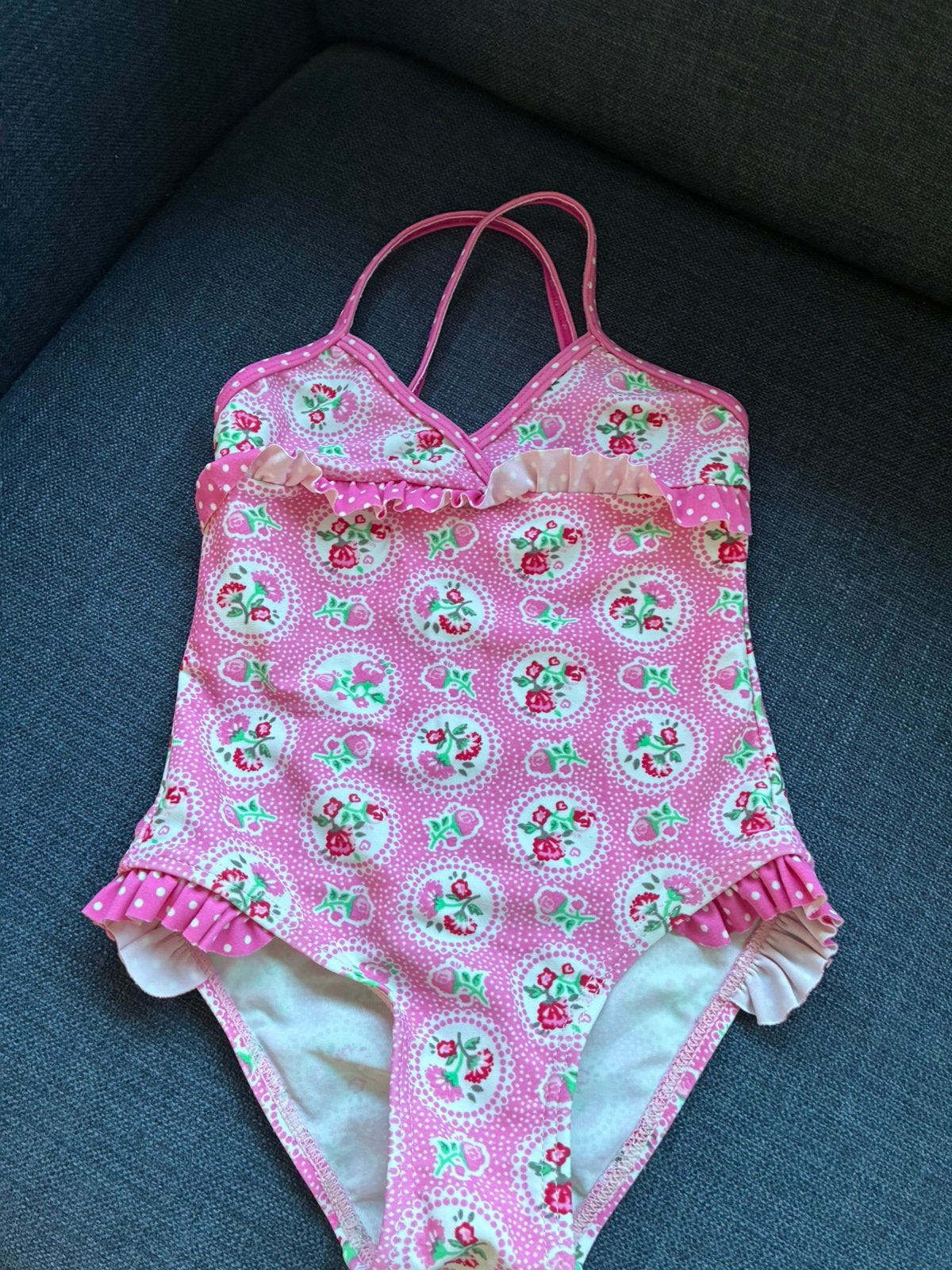 Schattig roze badpakje 98-104 met bloemetjes, Ophalen, Maat 98, Meisje, Badpak