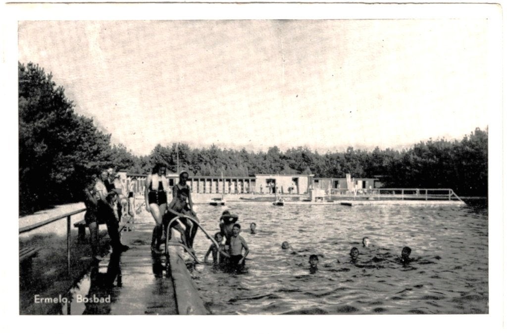 Ermelo gld bosbad, verstuurd 1952, uitgave riemer, Verzenden, 1940 tot 1960, Gelopen, Gelderland