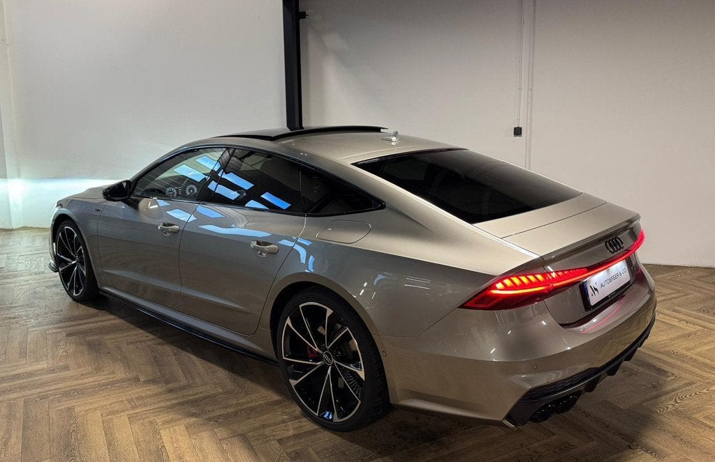 Audi A7 Sportback 55 TFSI e quattro PANO KEYLESS 3X S-LINE, Auto's, Audi, Gebruikt, Zwart, 4 cilinders, Bedrijf
