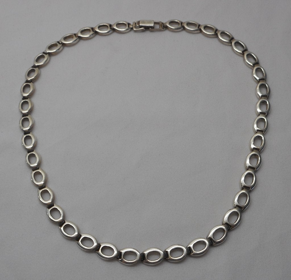 Zilveren prachtig massief schakel collier nr.338, Verzenden, Zo goed als nieuw, Zilver, Zilver