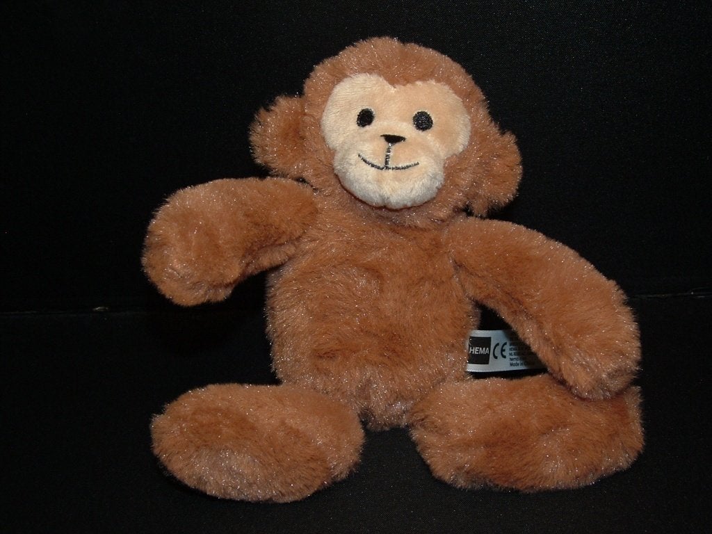 HEMA AAP PLUCHE WOLLIG BRUIN MET VELOURS HUIDSKLEUR, Verzenden, Nieuw, Overige typen