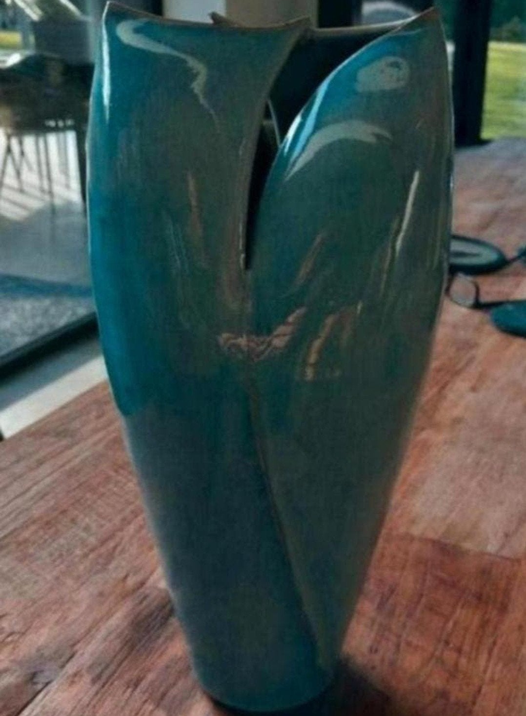 Ed Meisenberg vaas, Ophalen, Handgemaakt, Blauw, Natuurlijk materiaal