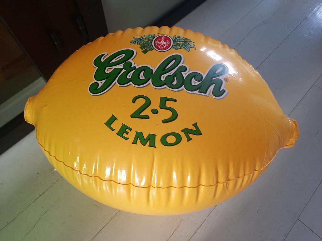 Te koop: Grolsch opblaasbare citroen, mancave, zwembad, Verzamelen, Biermerken, Ophalen of Verzenden, Nieuw, Overige typen, Grolsch