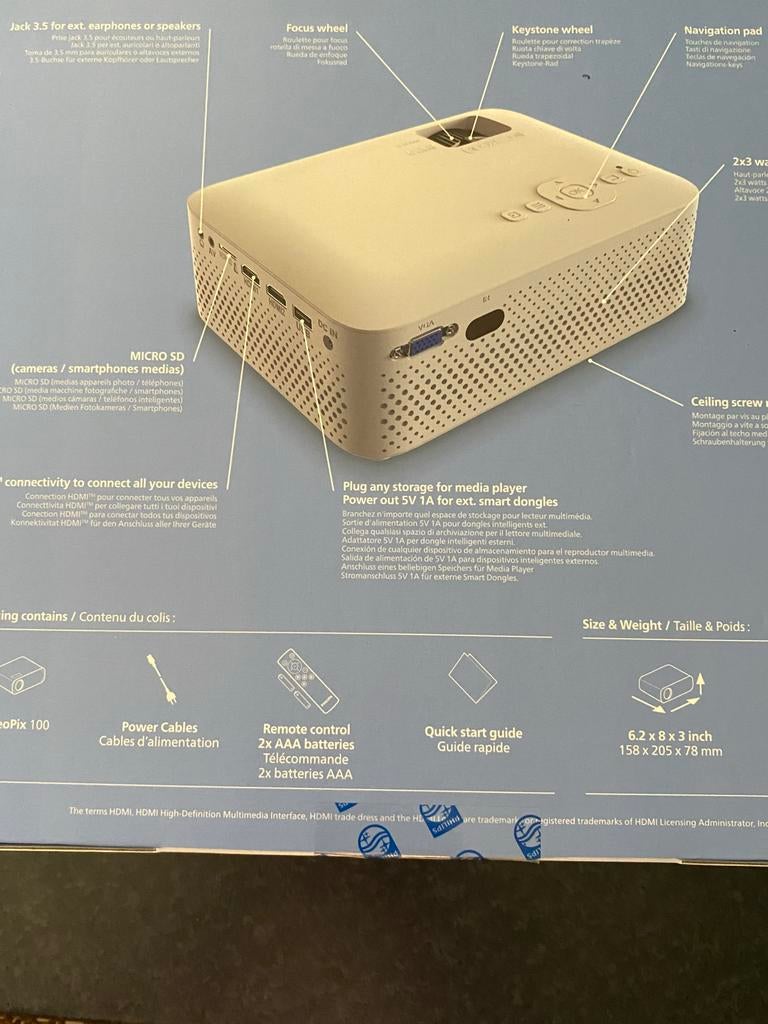 Philips NeoPix 100 Beamer - Compacte Home Projector, Philips, Verzenden, LED, Nieuw