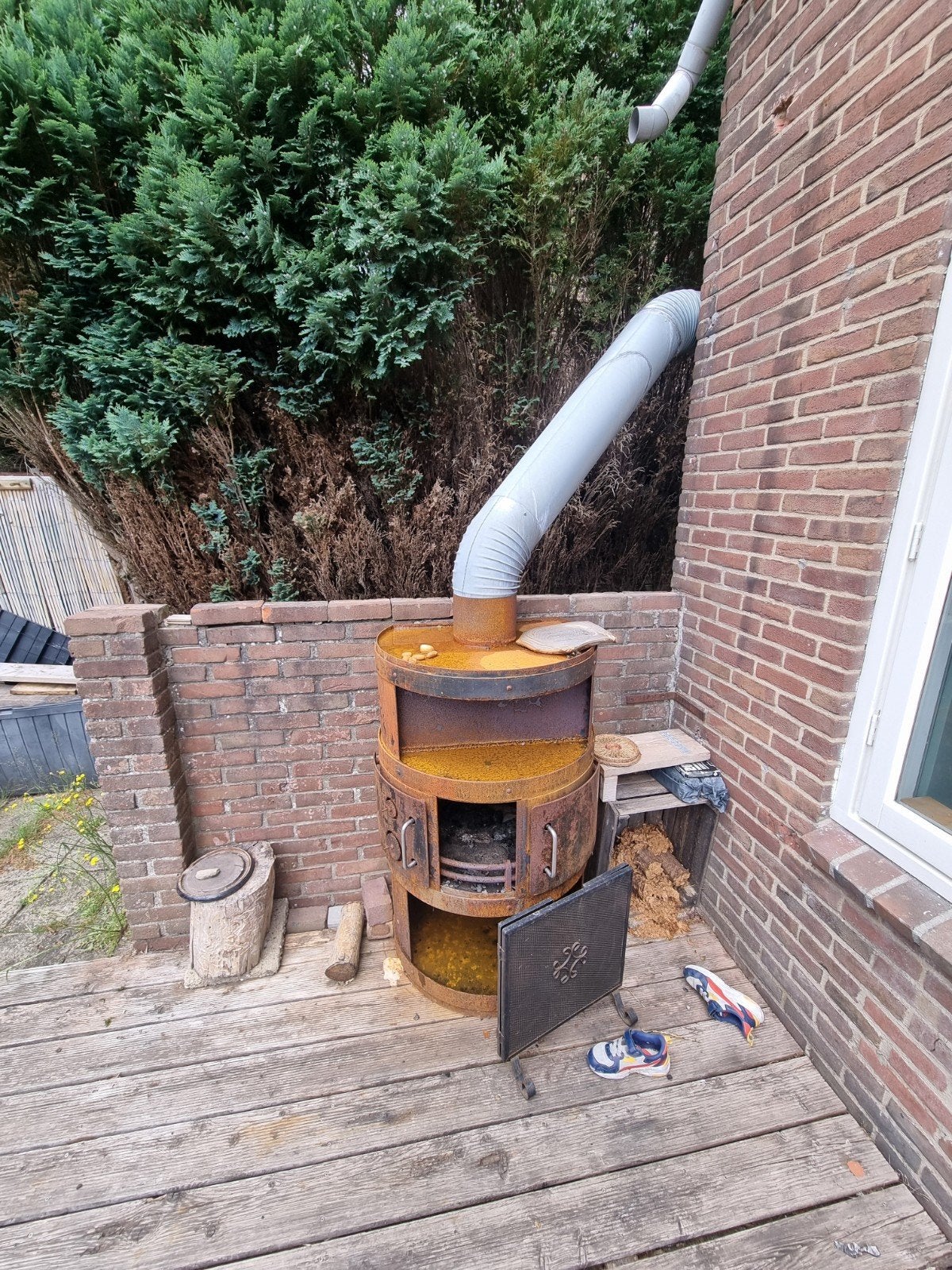 Gratis kachel met 8 meter kachelpijp - zelf demonteren, Huis en Inrichting, Kachels, Ophalen, Gebruikt, Hout, Houtkachel