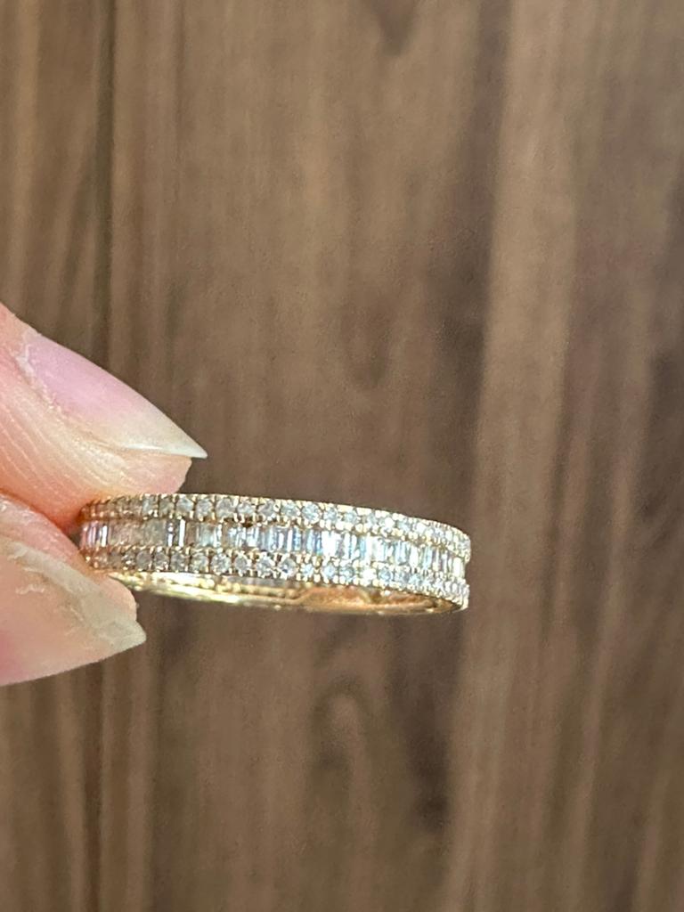 Eternity multi-row baguette cut natural diamond ring, Japan, Ophalen of Verzenden, Zo goed als nieuw