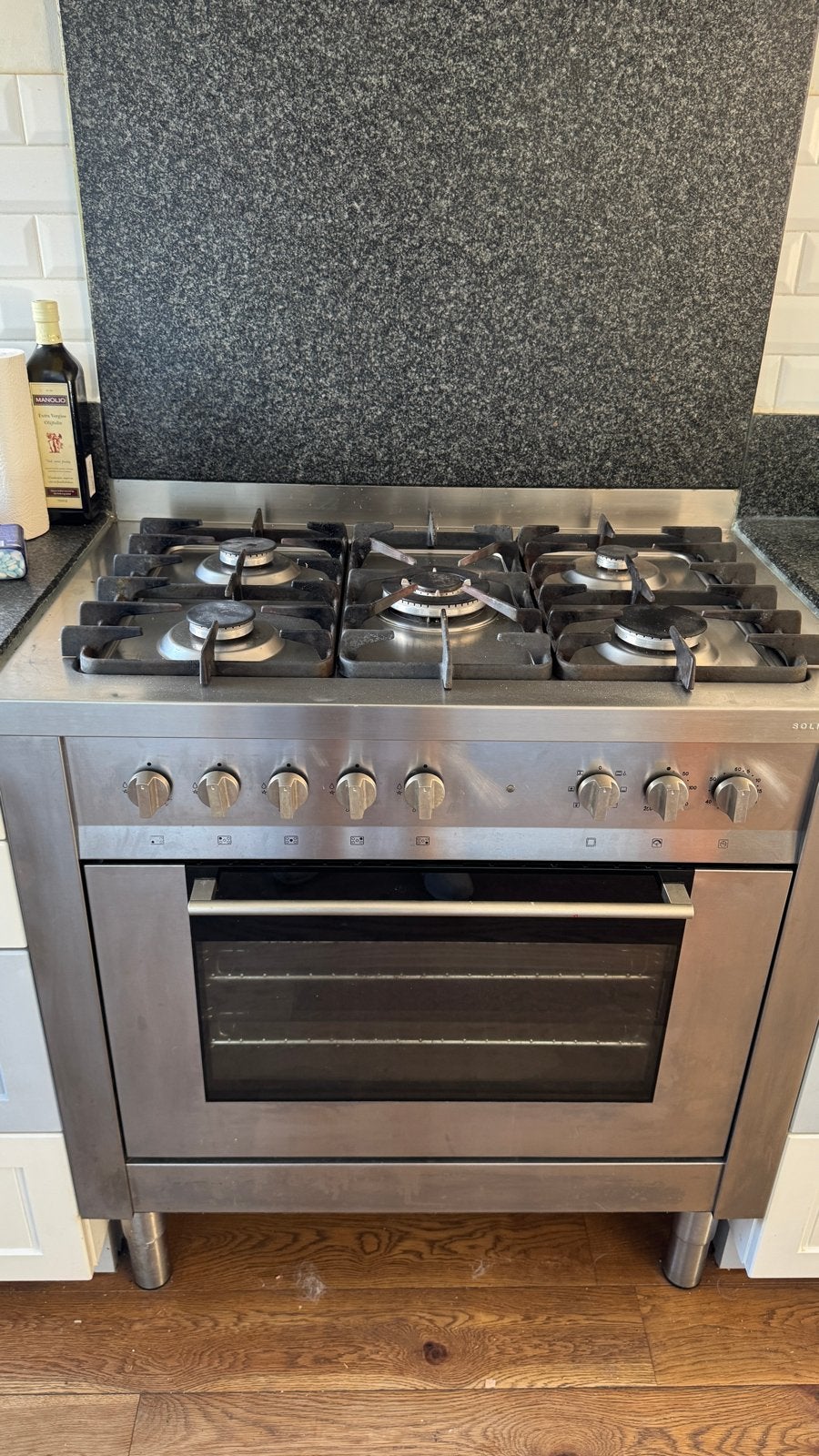 Solitaire Vrijstaand Gasfornuis met Oven - RVS, Ophalen, Gebruikt, 60 cm of meer, Gas