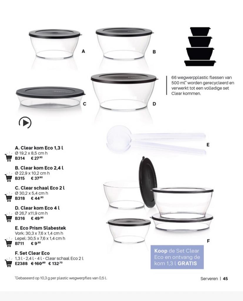 Tupperware Clear Eco Kommen Set - Duurzaam en Veelzijdig, Huis en Inrichting, Keuken | Tupperware, Ophalen of Verzenden, Nieuw