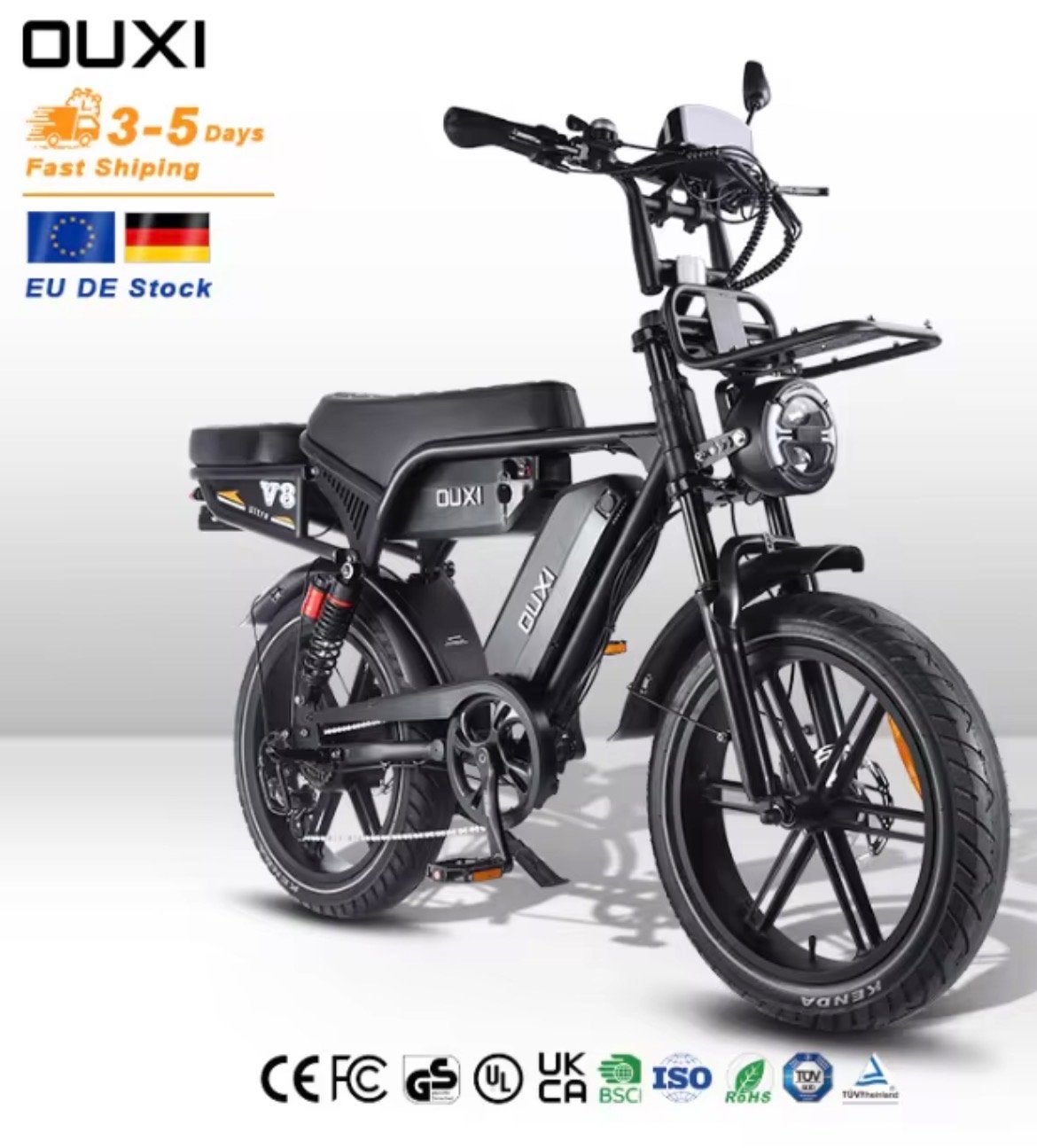 OUXI V8 Ultra Max 20 Inch Elektrische Fat Tire Fiets, Fietsen en Brommers, Overige merken, Nieuw, Ophalen of Verzenden, Minder dan 47 cm