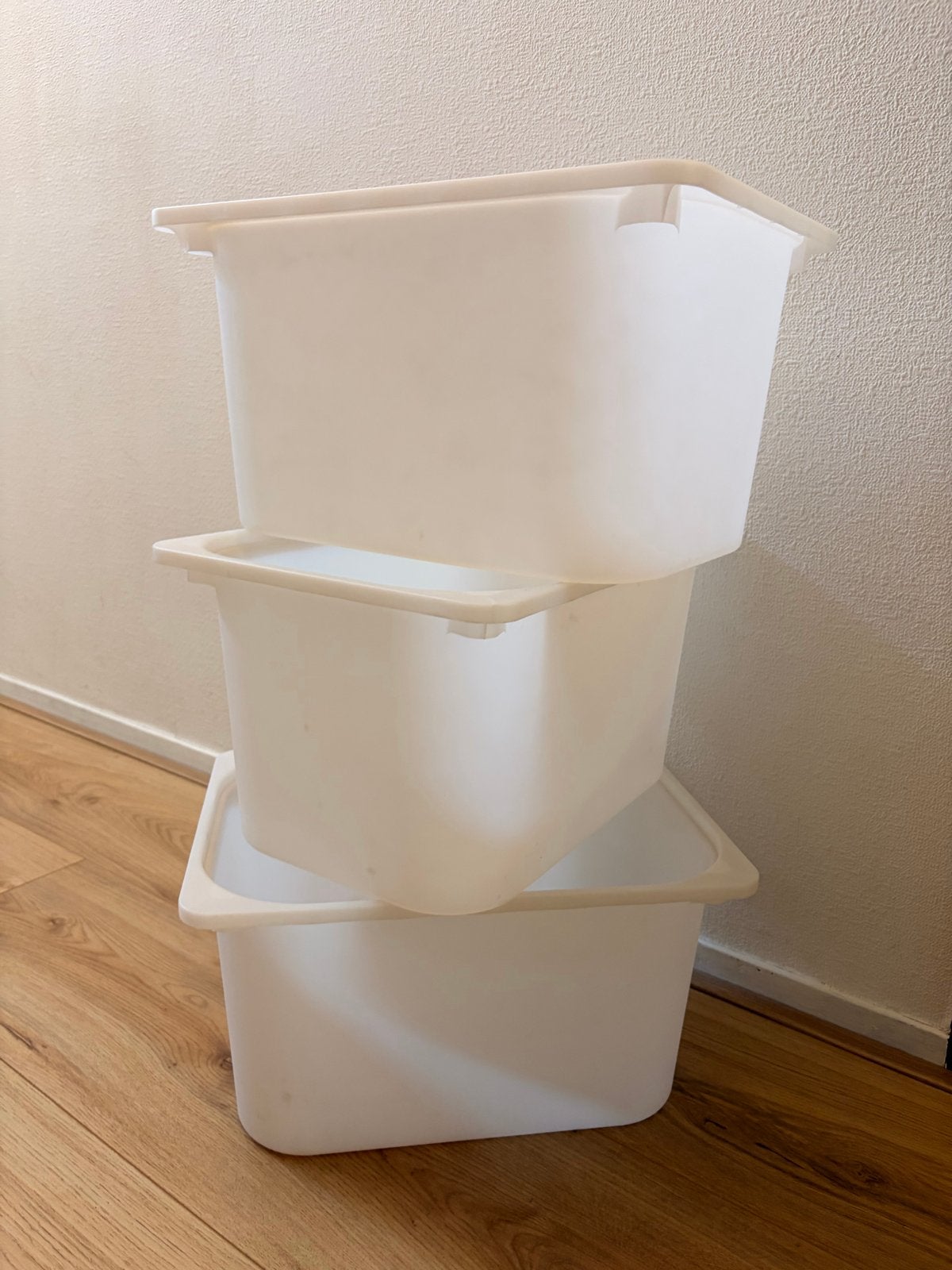 Ikea trofast Set van 3 witte opbergbakken van kunststof, Ophalen, Gebruikt, 5 – 50, Minder dan 50 cm