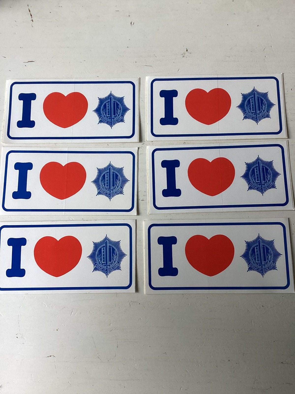 6 stickers I love Korps Rijkspolitie/Politie, Verzamelen, Verzenden, Zo goed als nieuw