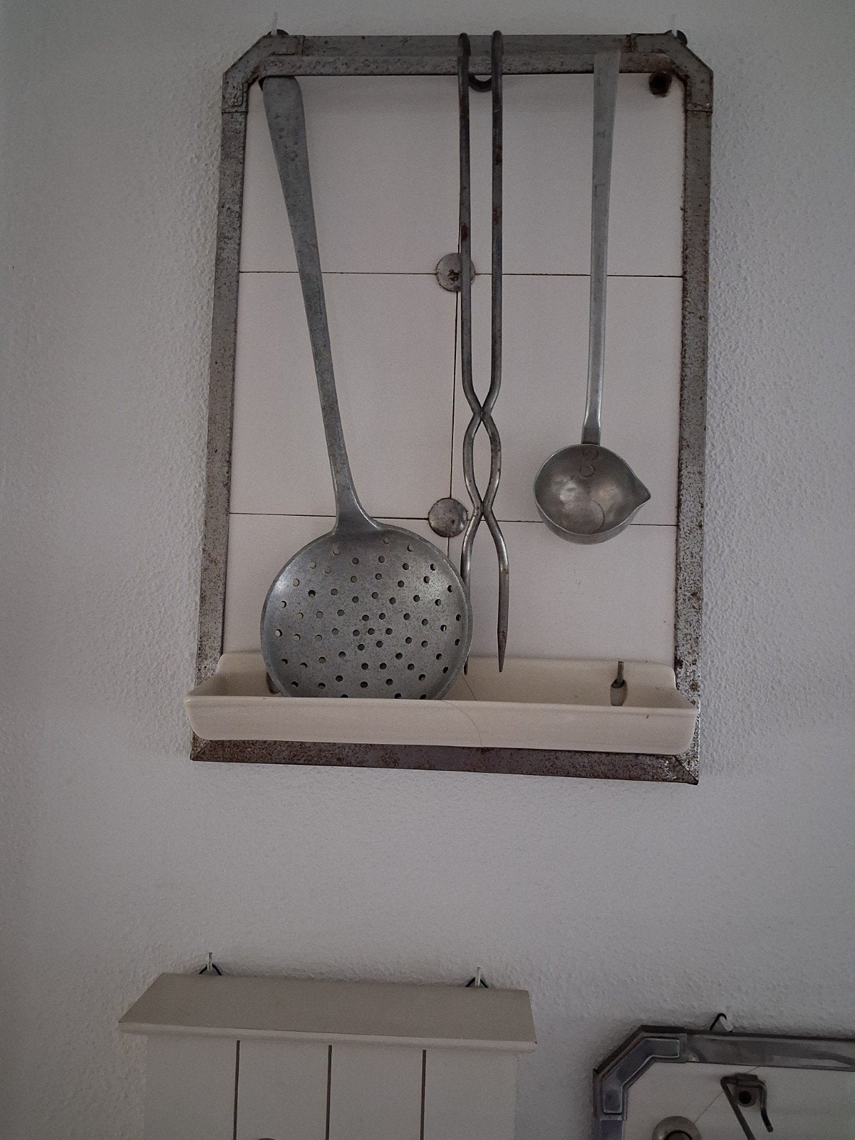 Vintage lepelrekhouder en handdoekrek, Ophalen of Verzenden