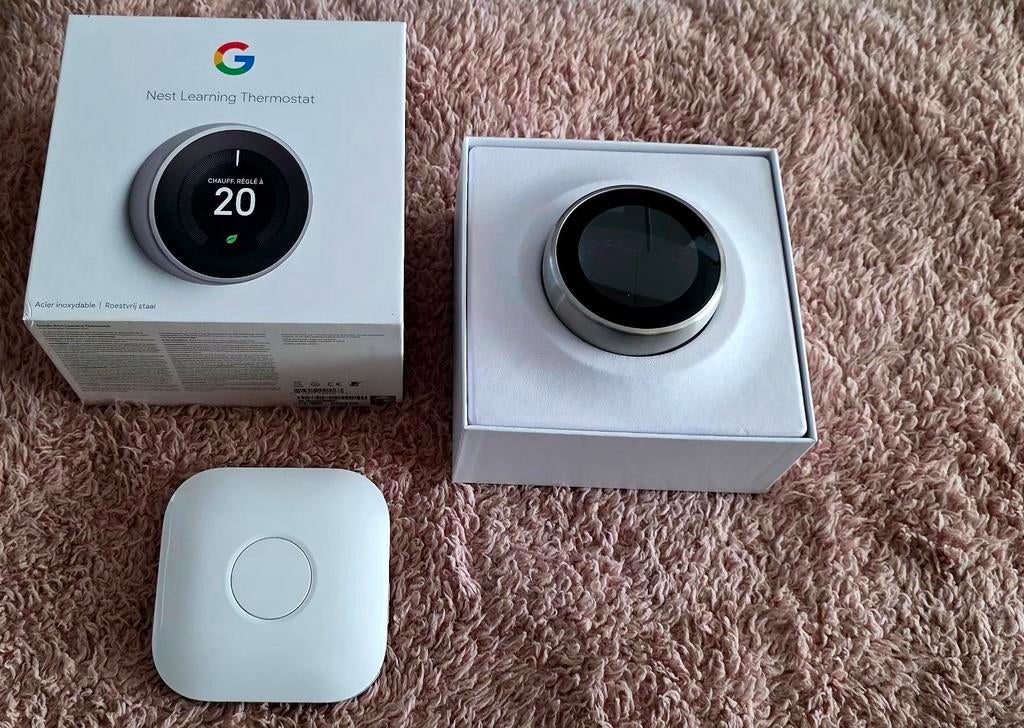 Google Nest Learning Thermostat Gen 3 + Heat Link compleet, Doe-het-zelf en Verbouw, Thermostaten, Ophalen, Zo goed als nieuw