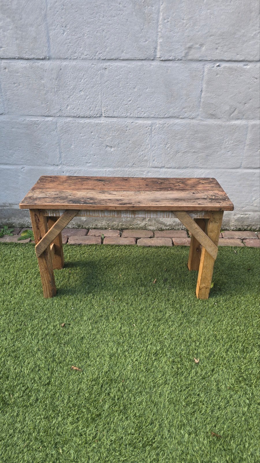 Robuust Indiaas houten bankje – vintage look – sfeervol, Ophalen