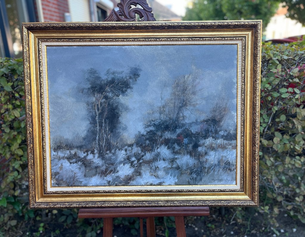 Theodorus van Oorschot., Doek, Impressionistisch, Landschap, Olieverf