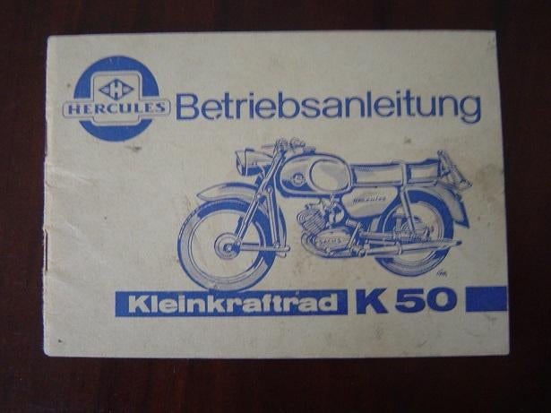 Hercules K50 Mofa betriebsanleitung instructie boekje  K 50, Ophalen of Verzenden, Gebruikt