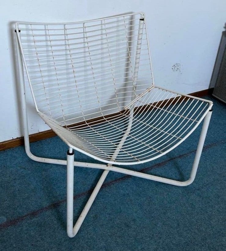 Witte Jaspen draadstoel van Niels Gammelgaard voor IKEA, Ophalen, Gebruikt, Wit, Retro Ikea