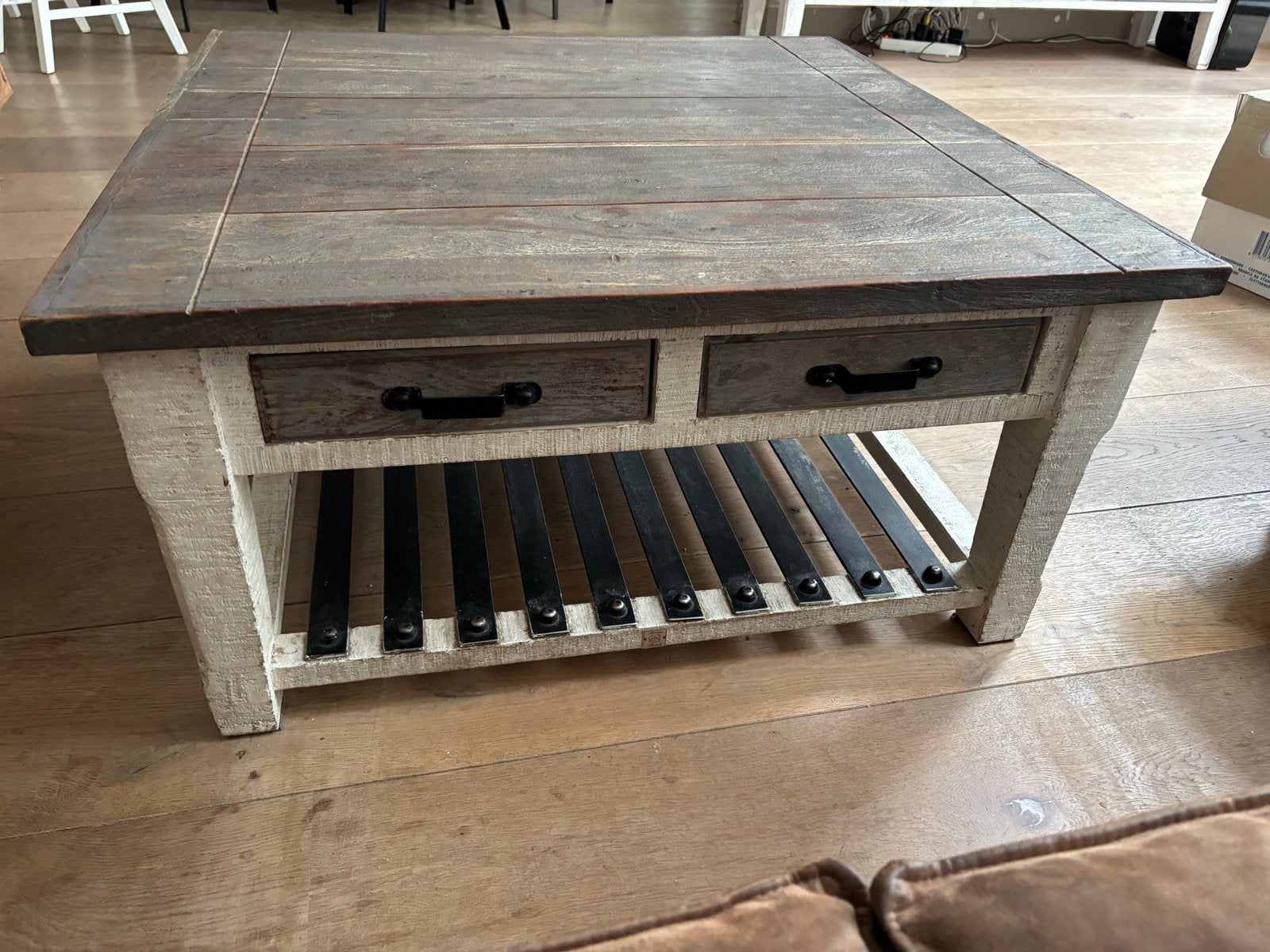 Rivièra Maison Salontafel 90x90 cm met 4 lades, Ophalen, Gebruikt, Vierkant, 50 tot 100 cm