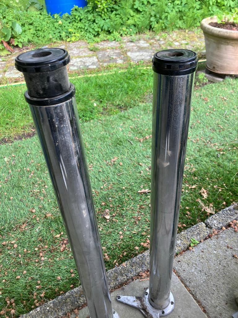 Verstelbare RVS Tafelpoot (2 stuks), Huis en Inrichting, Tafelonderdelen, Zo goed als nieuw, Tafelpoot, 50 tot 100 cm, Minder dan 50 cm